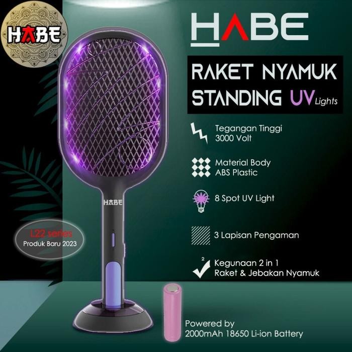 Raket Nyamuk HABE UV Multifungsi Standing Mosquito Trap Swatter