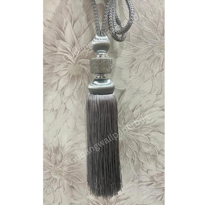 TERMURAH Tassel Tali Gorden Cyrstal Rumbai Mewah Cream Coklat Premium READY STOCK