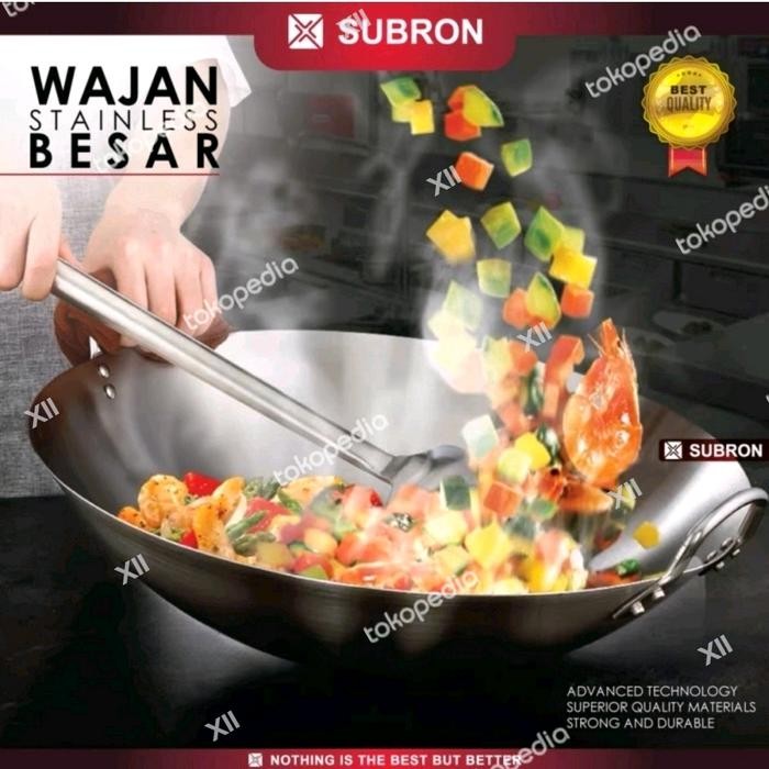 Terbaik Subron St Wss~40 Jumbo Stainless Wok 40 Cm Wajan Kuali Besar Tebal 100% Ori