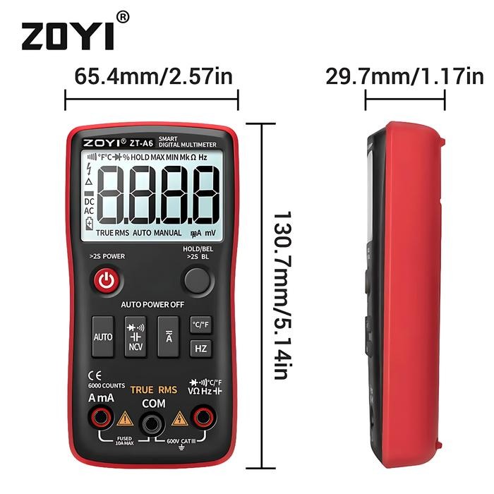 Zoyi Zt A6 Pengukur Arus Listrik Digital Multitester Ac Dc 1Mf Ncv