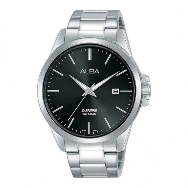 Jam Tangan Pria Alba Prestige Sapphire Original 100% Stainless Steel Formal Silver AS9J07 X1