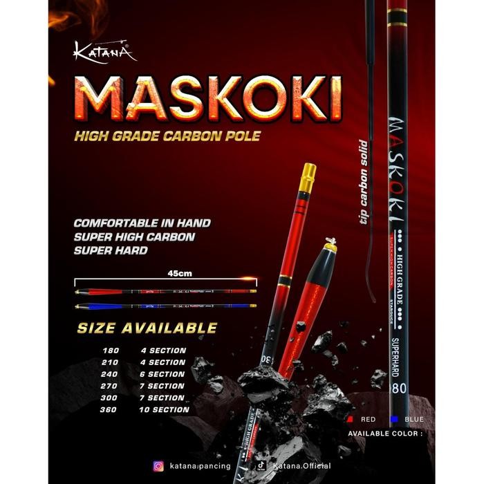 Ready Joran Tegek Pancing Carbon Katana Maskoki Ruas Pendek Termurah