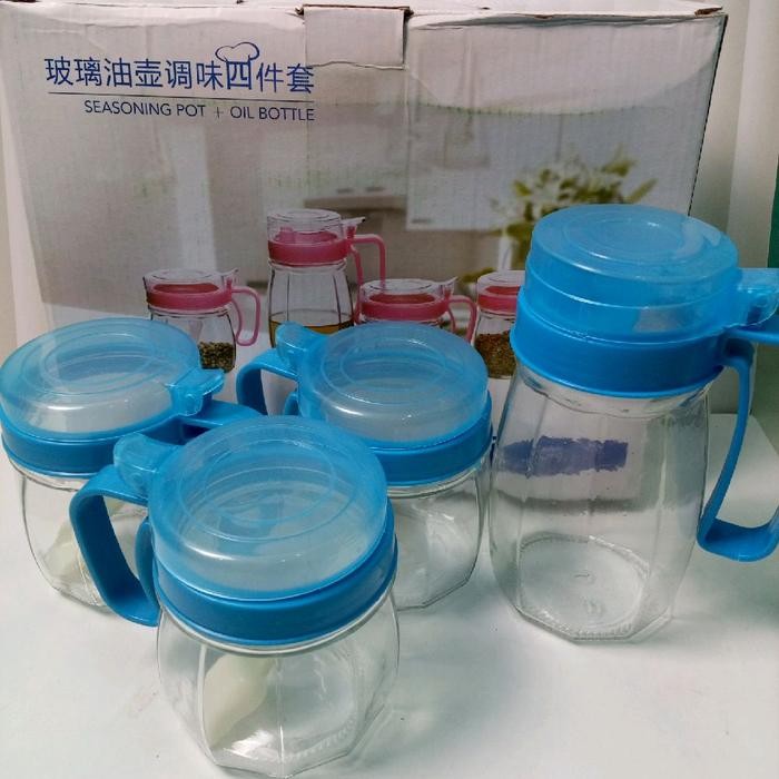 Tempat bumbu TBM set isi 4 / Kitchen Jar Idola isi 4 Kitchenware Dapur / Dikirim sesuai stok warna