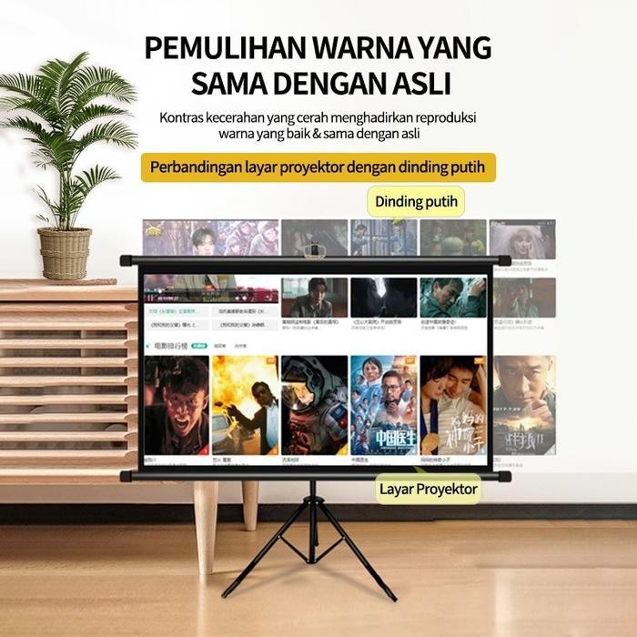 Layar Proyektor Manual Gantung (Layar Proyektor 72") Layar Proyektor 4:3 72 Inci Layar Proyektor