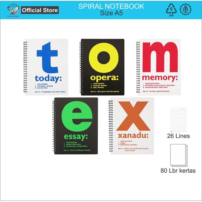 Buku Tulis Spiral Notebook TOMEX Spiral Notes Spiral Notebook A5