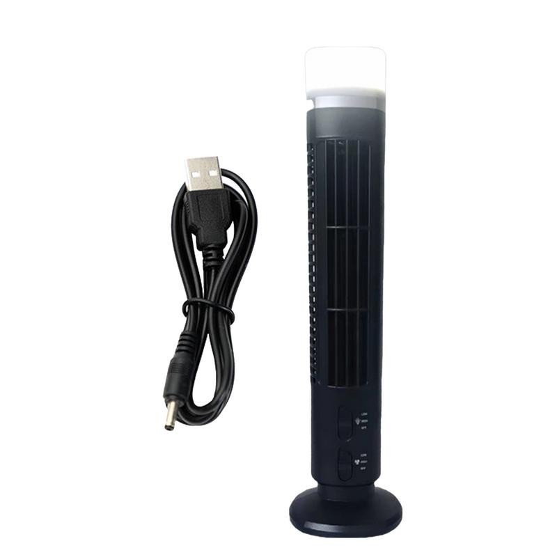 Small Tower Fan Standing USB Powered Tower Fans For Desktop 2 Speed Settings Summer Fan With Night L