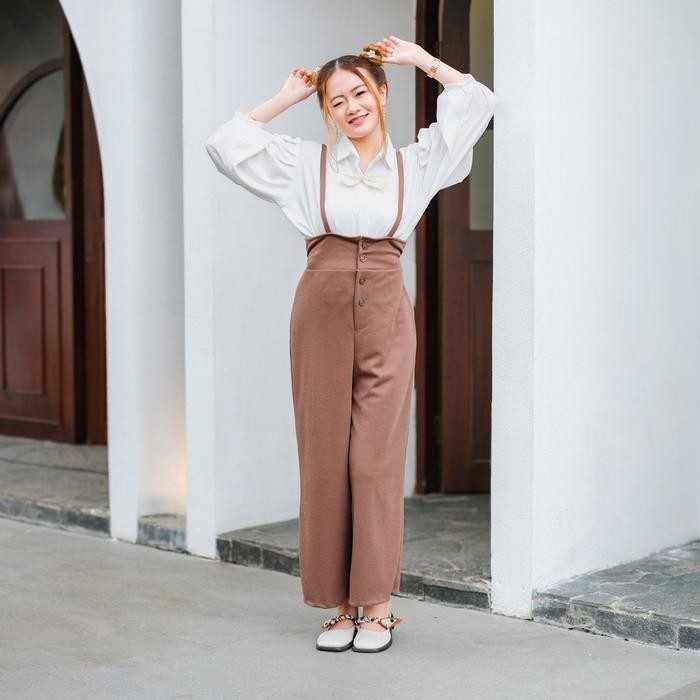 080j- Yoenik Yumi Overall Kulot Jumpsuit Wanita Baju Kodok Celana Panjang Casual