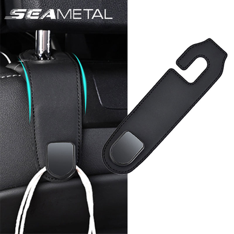 SEAMETAL Car Seat Headrest Hook Universal Hidden Car Hook Suede Metal Hanging Hooks Interior Seat Ba