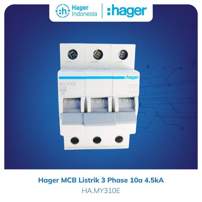 Hager MCB 10a 10 Ampere 3 Phase 4.5kA - MY310E