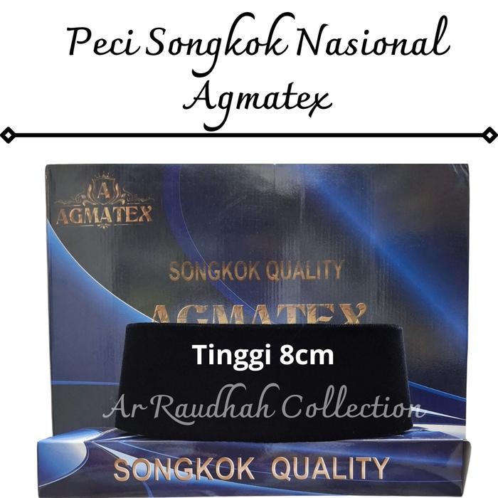 ORIGINAL Peci Songkok Nasional Agmatex Orginal Ac Polos Hitam Muslim Kopiah Dewasa Nyaman Santri