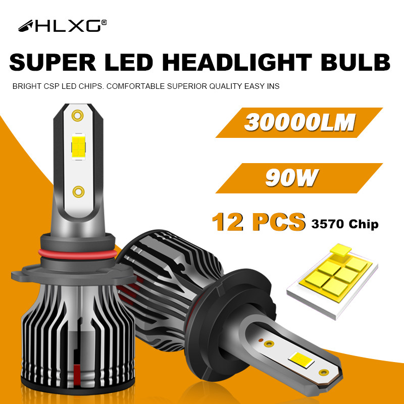 HLXG Turbo H1 H4 H7 Led H11 HB3 9005 HB4 9006 Headlights Mini 30000LM
