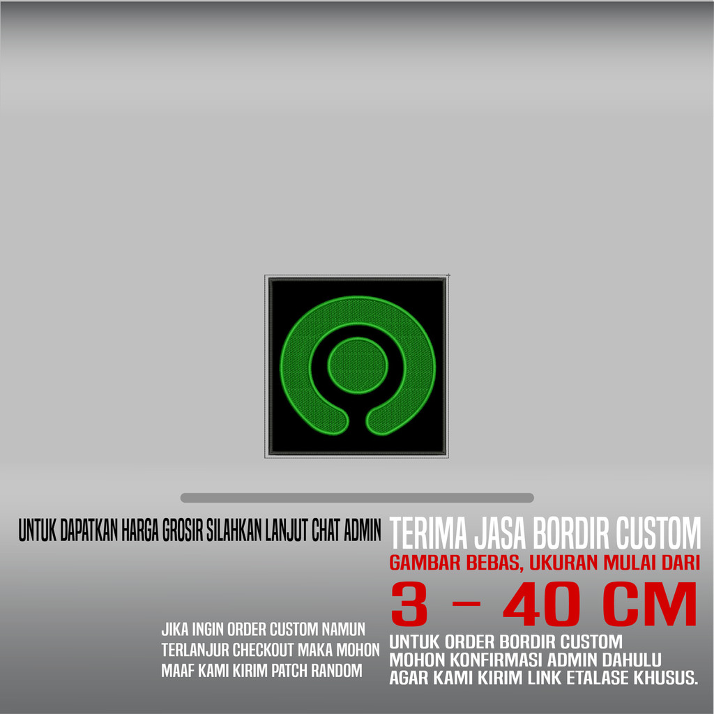 GOJEK HIJAU HITAM PATCH BORDIR LOGO/EMBLEM | HDP-479