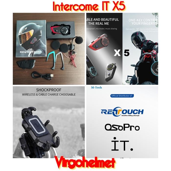 ASLI INTERCOME IT X5 RIDING HELMET SET TERBARU READY STOCK