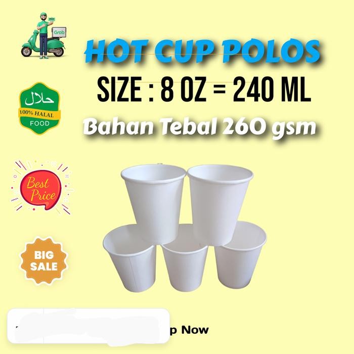 Paper cup 8 Oz Tebal, gelas kertas, cangkir, gelas kopi, hot cup 260 g