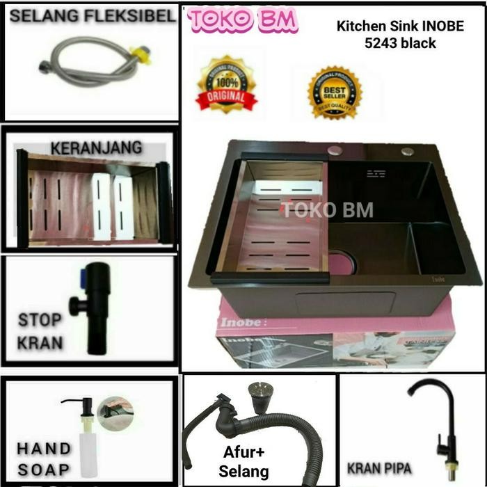 fcvvi- Kitchen Sink Jkm 5243 Hitam Doff/Sink Jkm 5243 Black Stainless Sus 304