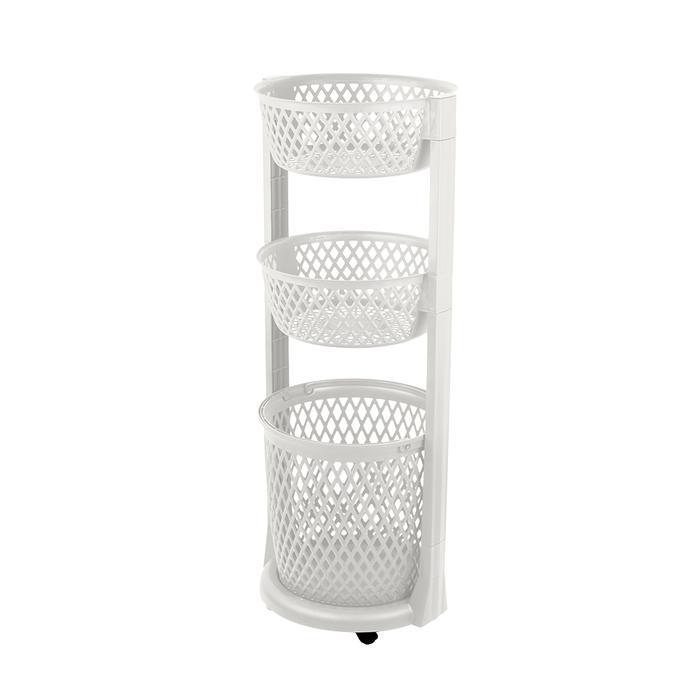 Rovega Keranjang Pakaian Laundry Basket 3 Plastik Level Light Grey Rlb-350