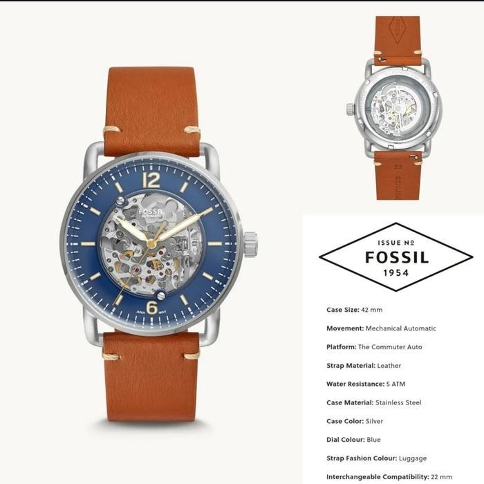 Jam Tangan Pria ME3159 ME 3159 Commuter Automatic Brown Leather Original Garansi Resmi - 06.26