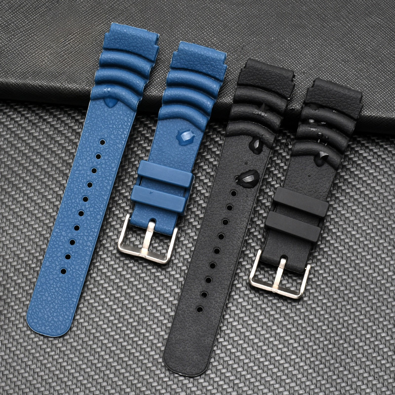 22mm 20mm 24mm Silicone Dive Strap for Seiko 5/SKX007/Turtle/Samurai Black Blue Waterproof Watch