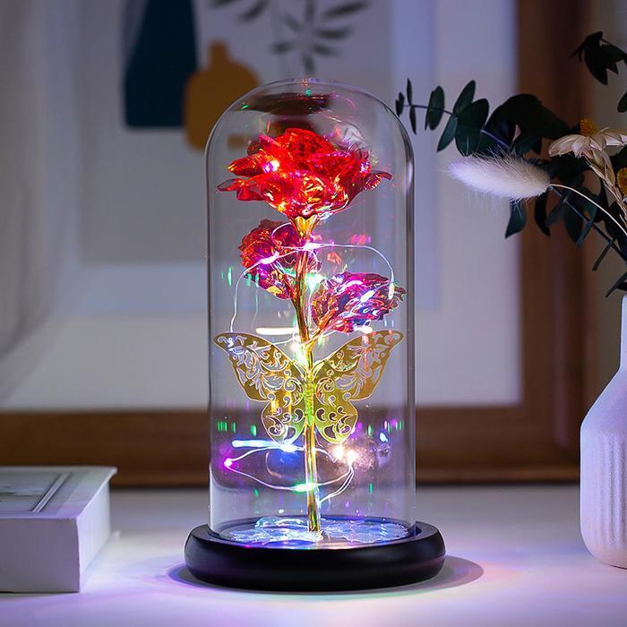 Flower Dome/ Rose glass Dome/ Bunga Valentine with LED