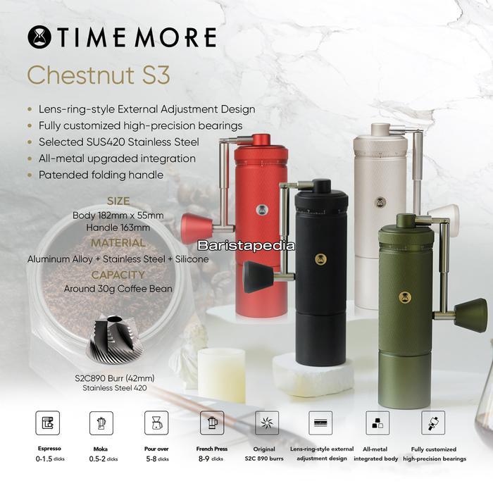 Timemore Chestnut S3 Manual Hand Coffee Grinder - Alat Giling Kopi