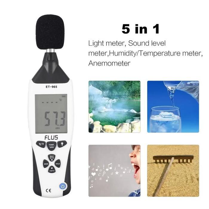 5 in 1 Environment Light Meter Sound Meter Humidity Anemometer