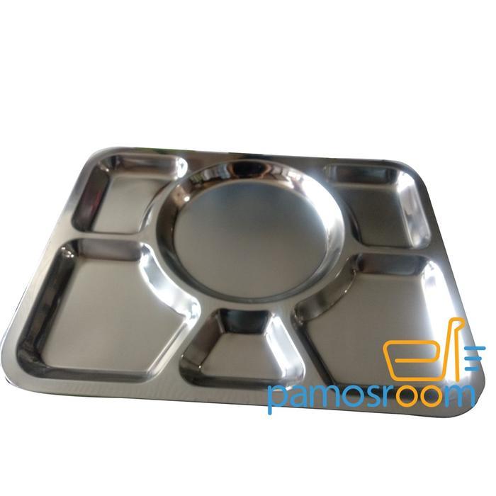 Nampan Plato Stainless Nampan Ompreng Rumah Sakit Sekat 6 Segi Nampan Stainless Foodgrade