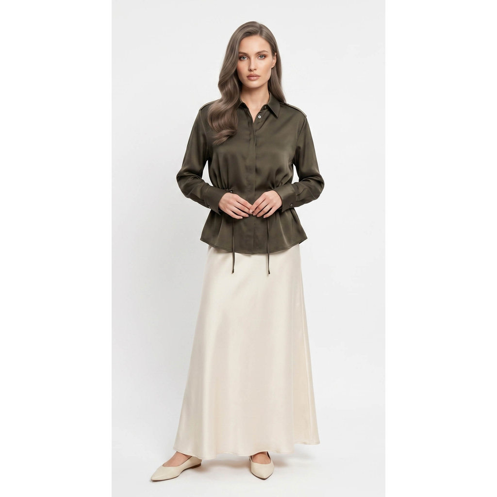 Touch - Blouse DarkGreen Drawstring 79326