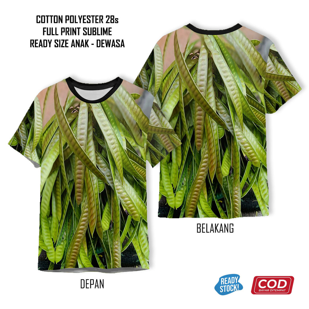 Kaos Sayur Petai Full Printing 3D AOP Baju Pete Unisex Anak Dewasa Motif 3 - Markaz3D