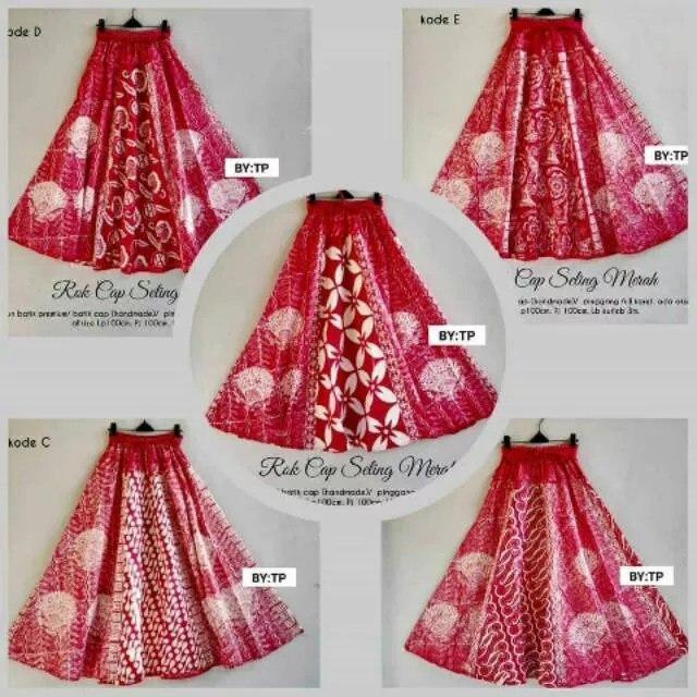 Rok Batik Payung Jumbo Merah Putih Modern Terbaru Karet Katun Panjang Dewasa Nyaman Wanita Terbaru