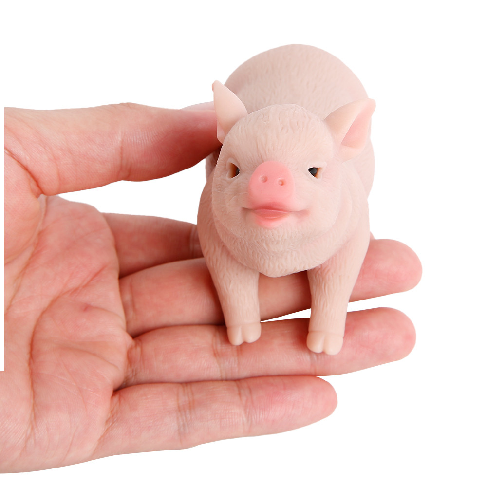 IVITA 14CM 100% Full Silicone Reborn Pig Doll with Eyes Soft Silicone Realistic Art Mini Piglet Toy