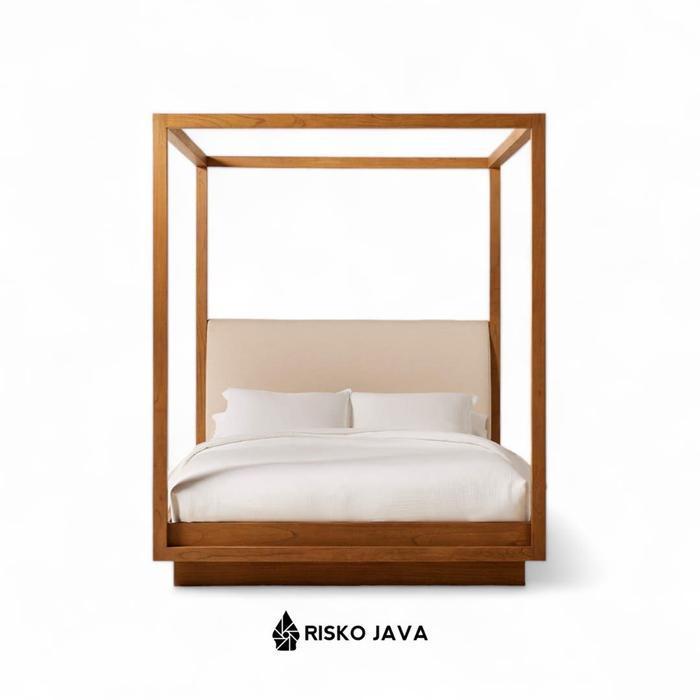 Rangka Dipan Tempat Tidur / Dipan Kayu Jati / Ranjang Dipan Kanopi Minimalis | ASHANA - 90x200