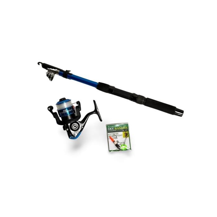 Maguro Fishiing - Set Joran Pancing Siap Pakai Joran Teleskopik 150Cm + Reel 200 + Set Kail + Tas