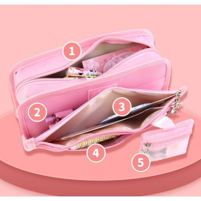

TEMPAT PENSIL ALA JEPANG MOTIF SANRIO/ PENSIL CASE 5 IN 1 JAPAN / KOTAK PENSIL cinnamoroll kuromi
