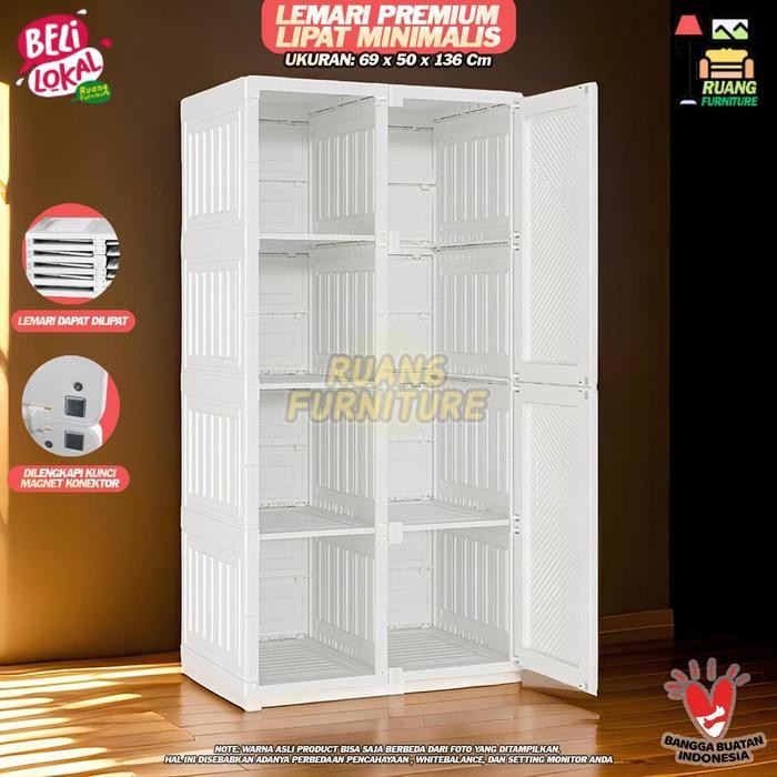 Lemari Pakaian Putih Lemari Lipat 5 Box 6 Pintu 1 Gantungan - Lemari Plastik Lipat Lemari Portable