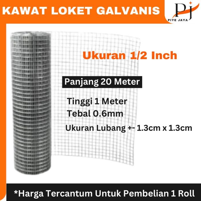 Kawat Ram Loket Galvanis 1/2 Inch 3/4 Inch 1 Inch Untuk Pagar Jaring Dinding Kandang Kurungan Ayam