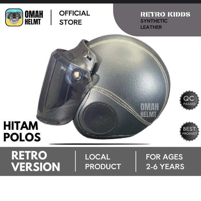Pilihan- Helm Bogo Anak Retro Polos Laki Laki Perempuan Usia 2 3 4 5 6 Tahun Kaca Datar Helem