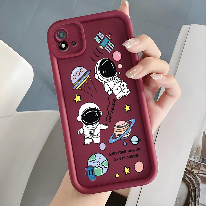 Casing Hp untuk Realme C20 C20A C11 2021 C11 2020 Case Hp Casing pola Astronot kartun Kasing HP Cesi