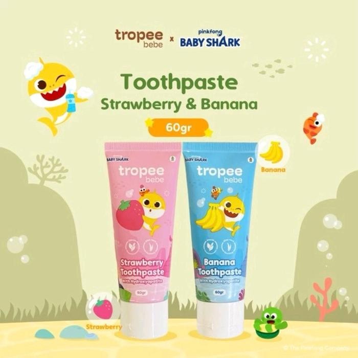 Terbaik Tropee Bebe Toothpaste With Hydroxyapatite Banana Strawberry 60G ~ Odol Anak 100% Ori