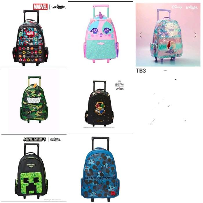 Smiggle Trolley Ariel,Minecraft, Kylie,Dino,Avengers,Harpot,Mickey Kode 352