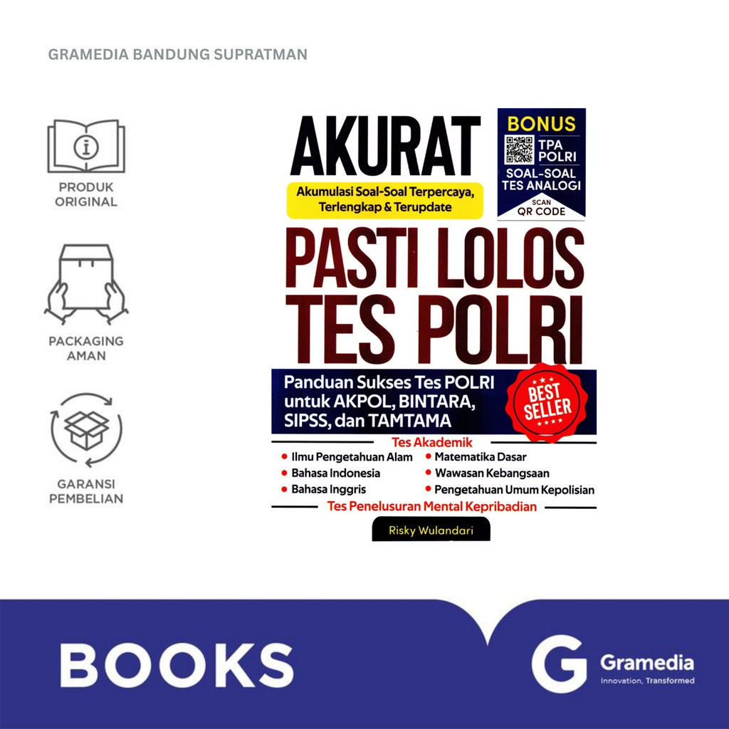 Gramedia Bandung Supratman | AKURAT PASTI LOLOS TES POLRI: AKUMULASI SOAL-SOAL TERPERCAYA | Buku Ori
