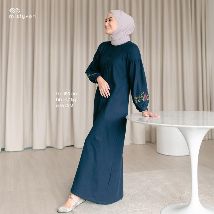 MISTYVORI l Kana Dress Family Set Muslim Gamis Bordir Kancing Simple Nyaman Cantik Panjang Dewasa