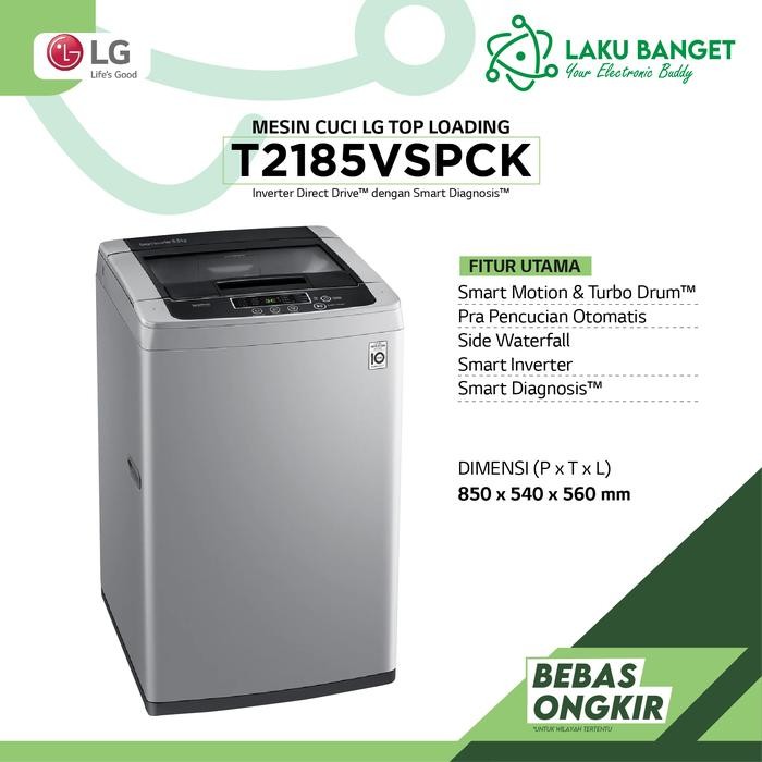Mesin Cuci 8.5kg Top Loading / Mesin Cuci LG T2185VSPCK Smart Inverter
