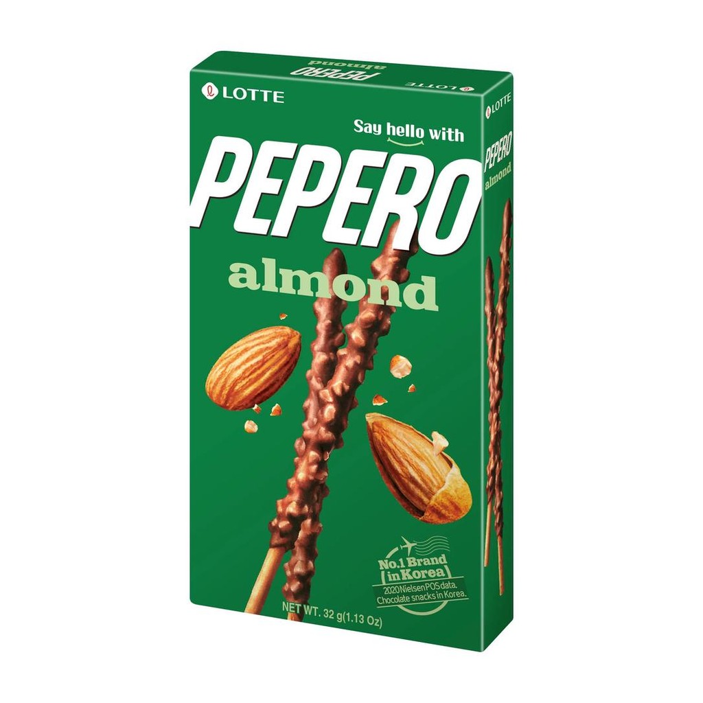 

New Lotte Almond Pepero 32g/Biskuit Coklat Dengan Kacang Almond Asli Korea