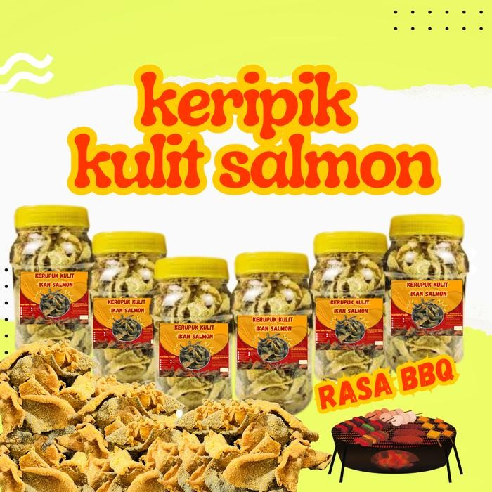 

Keripik Kulit Ikan Salmon Rasa Keju Bakar Premium Kemasan Toples 2 Liter Berat 350 Gram Food Snack