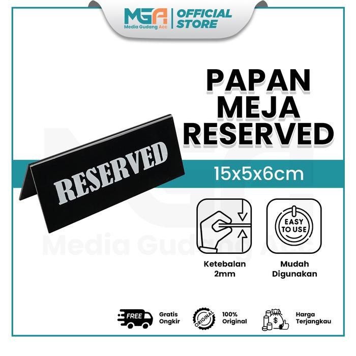 

New Papan Meja Reserved Akrilik Stand Sign Table Hitam 15cm x 6cm