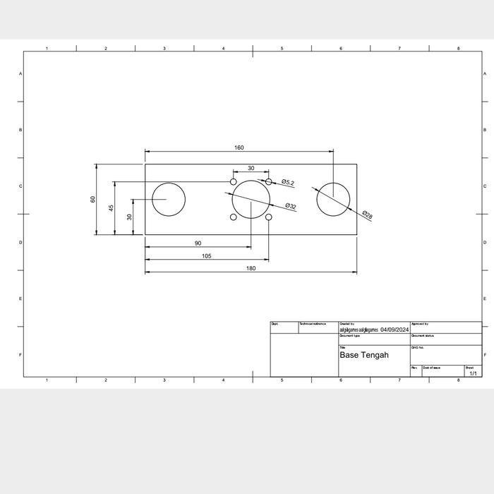 plat besi 10mm x 6cm x 18cm + 7 lubang