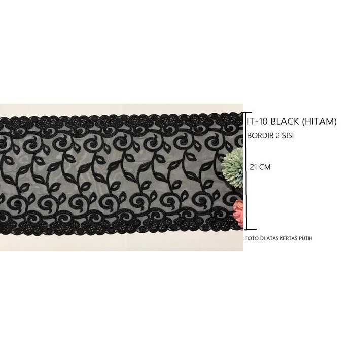 Renda Tile It-10 Black (Hitam), Plum (Ungu) Lebar: 21 Cm