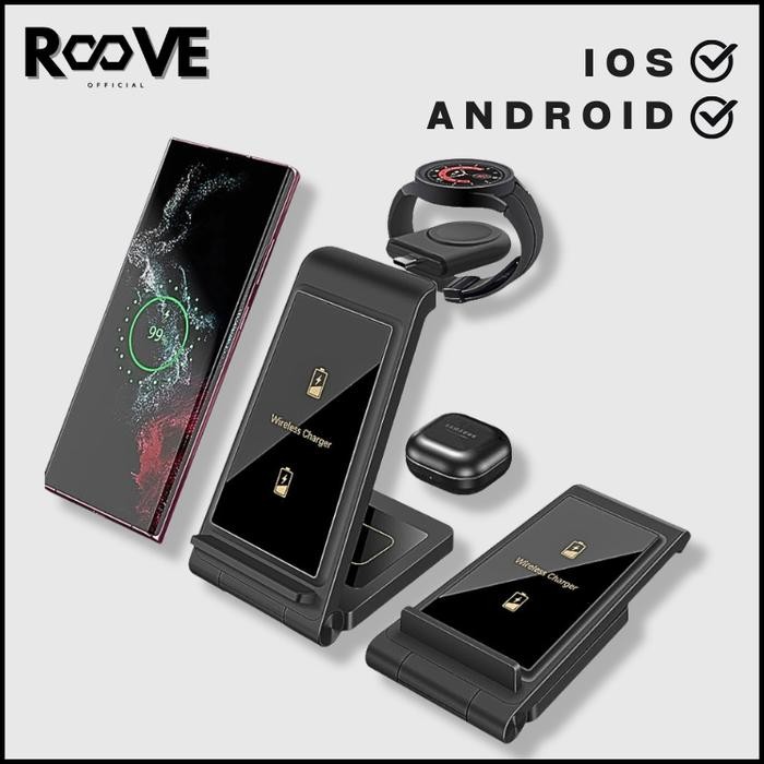 Elavo 3 In 1 Multifungsi Wireless Charger Cocok Untuk Samsung Devices Seperti Hp Galaxy Fold Z Flip