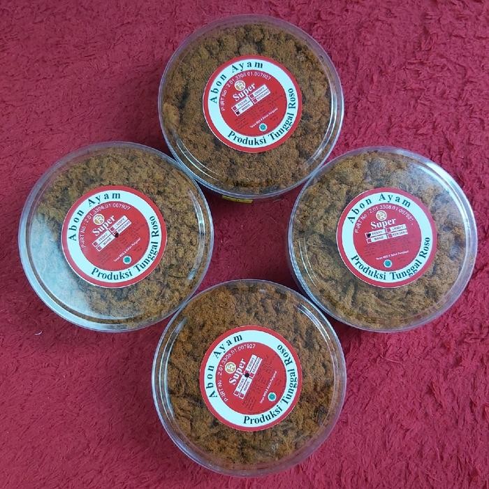 

Pilihan- (Paket Hemat 4 Toples) Abon Ayam Super Tunggal Roso 4 Toples X100Gr Food Jajanan Snack