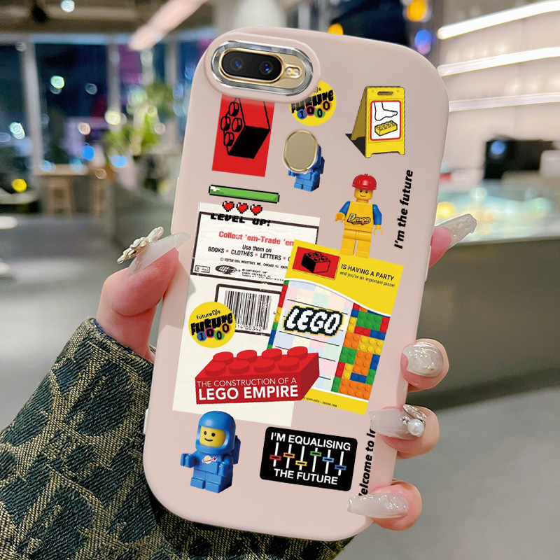 Casing Hp Untuk OPPO A7 A5s A12 A12s A11k Case Mainan LEGO Kesing ponsel Kasing Ketebalan Tangan Sil